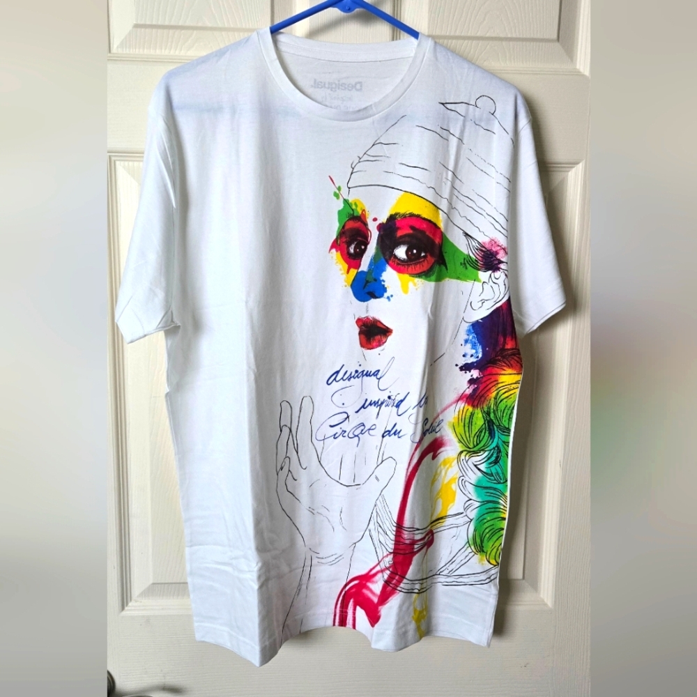 Desigual Multicolor Artistic T-Shirt Size LARGE